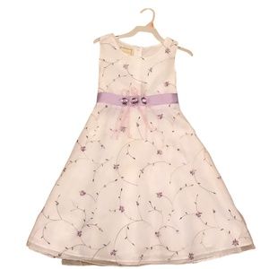 Girls Ultra Girl Dress Flower Girl Easter White Lilac Overlay Sz 10 Sleeveless
